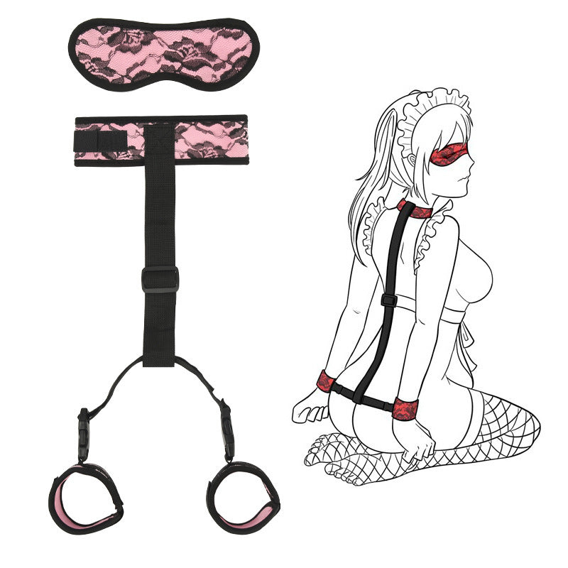 BDSM Neck to Wrist Restraints Backcuffs Bondage Set SM Games Play