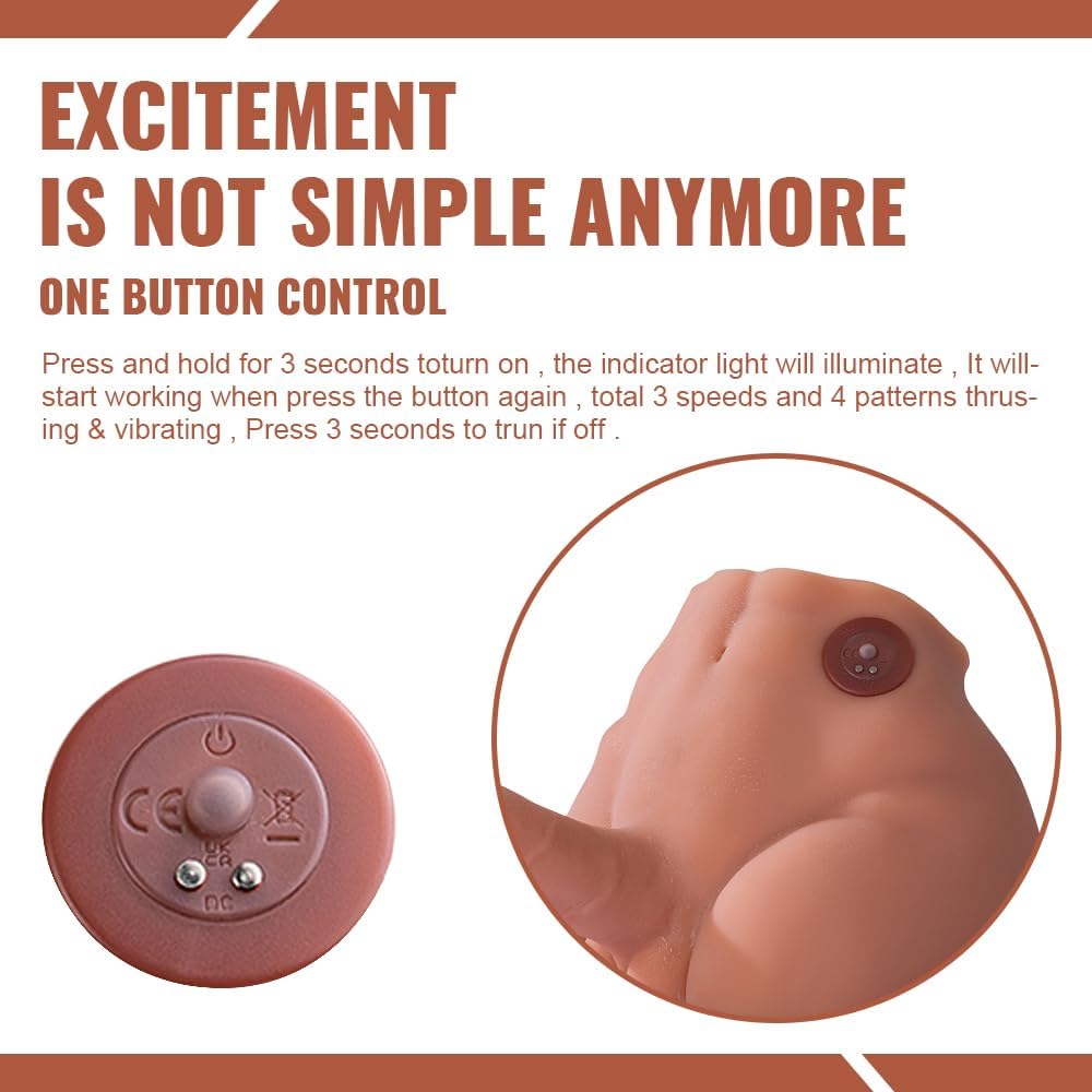 9.57Lb Realistic Male Torso Sex Doll with Thrusting Dildo
