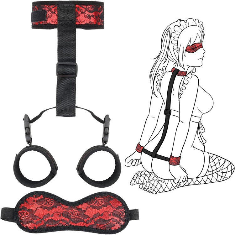 BDSM Neck to Wrist Restraints Backcuffs Bondage Set SM Games Play