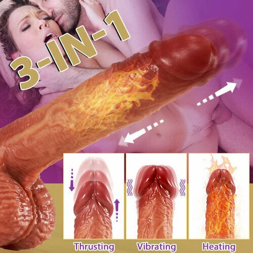 3-in-1 Thrusting 5 Vibrations 42 ℃ Heating Realistic Non-sticky Blush Dildo 7.87 Inch
