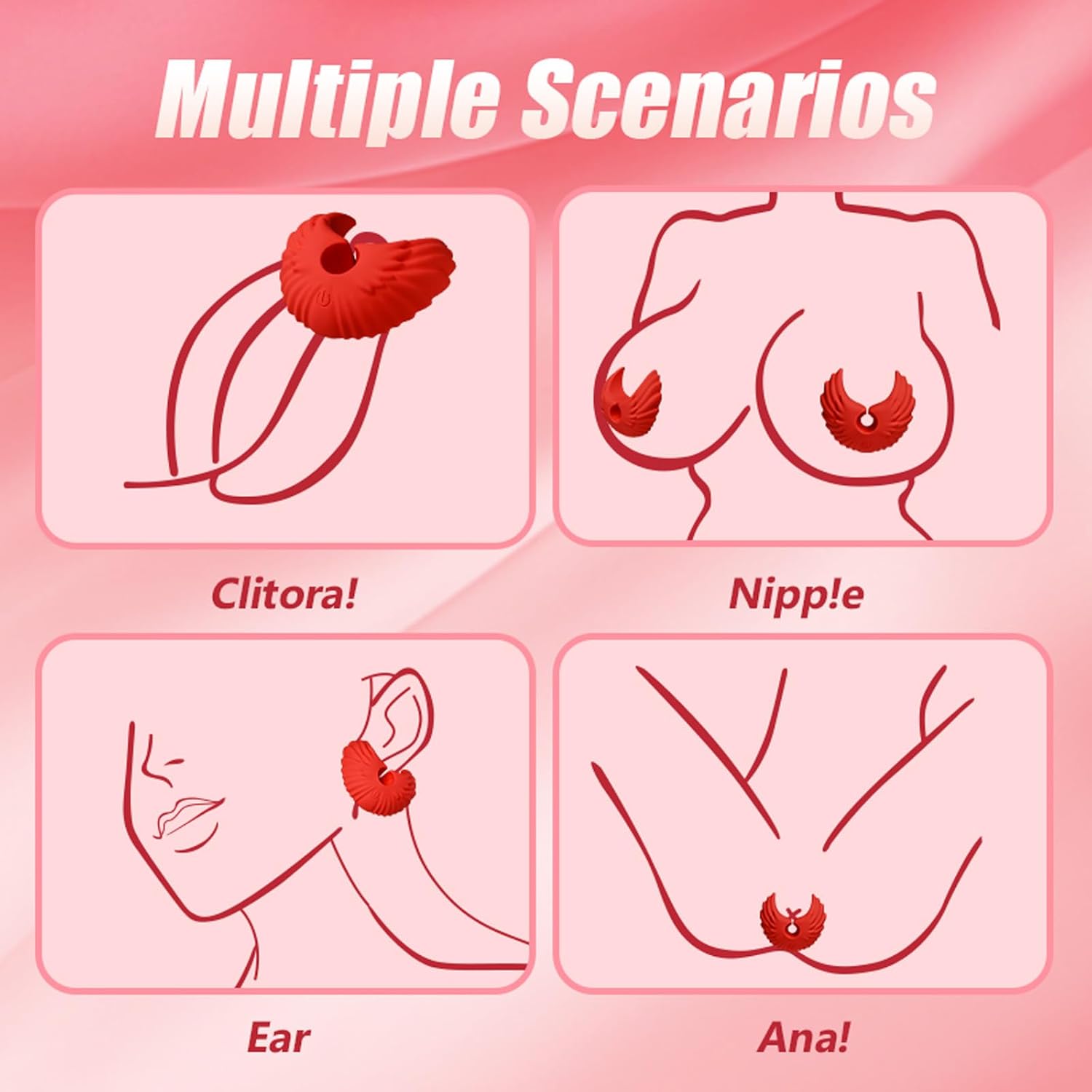 BDSM Angel Wings Vibrating Nipple Clamps with Remote Control