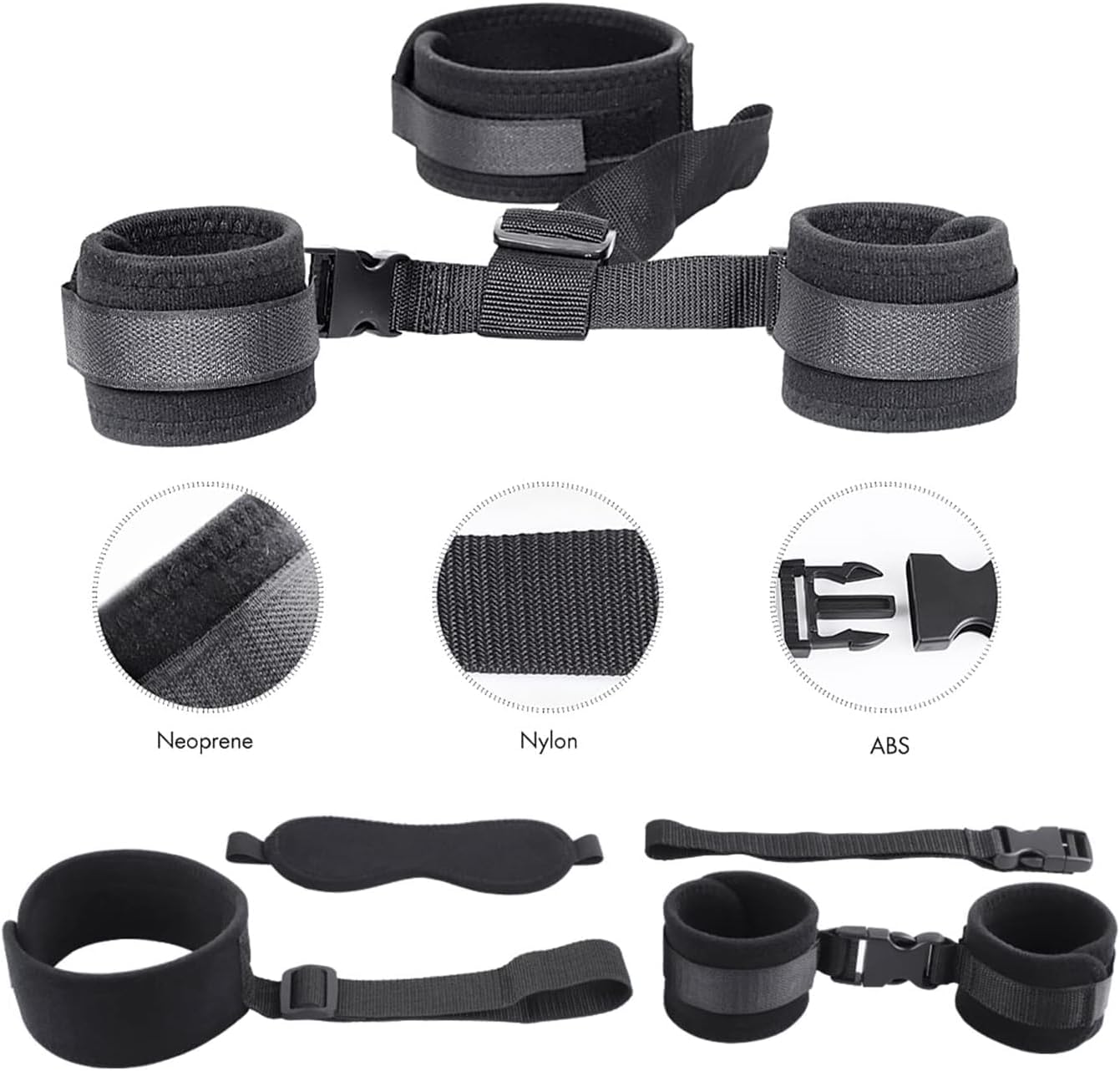 BDSM Neck to Wrist Restraints Backcuffs Bondage Set SM Games Play