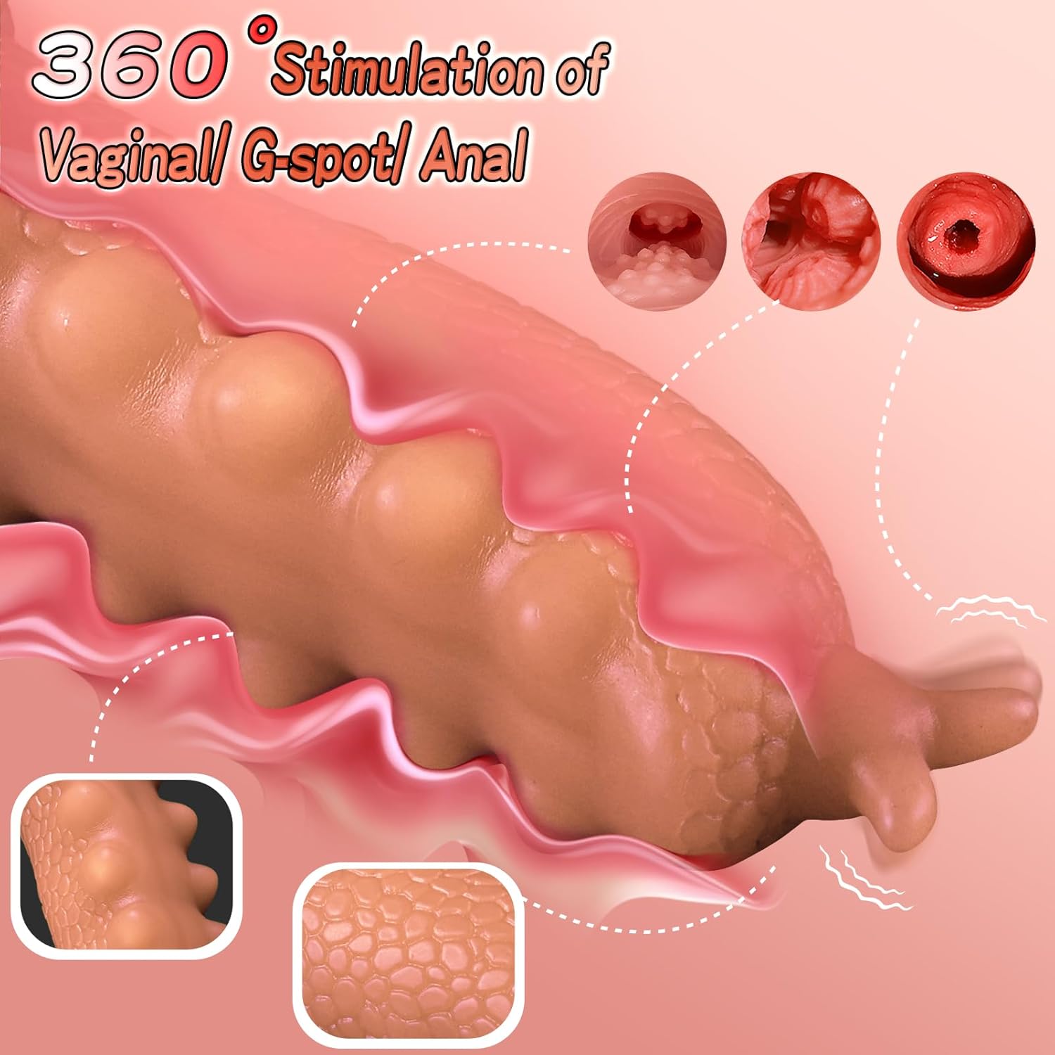 9.06in Thrusting Monster Snail Dildo Vibrator with 3 Thrusting & 9 Vibrating Modes