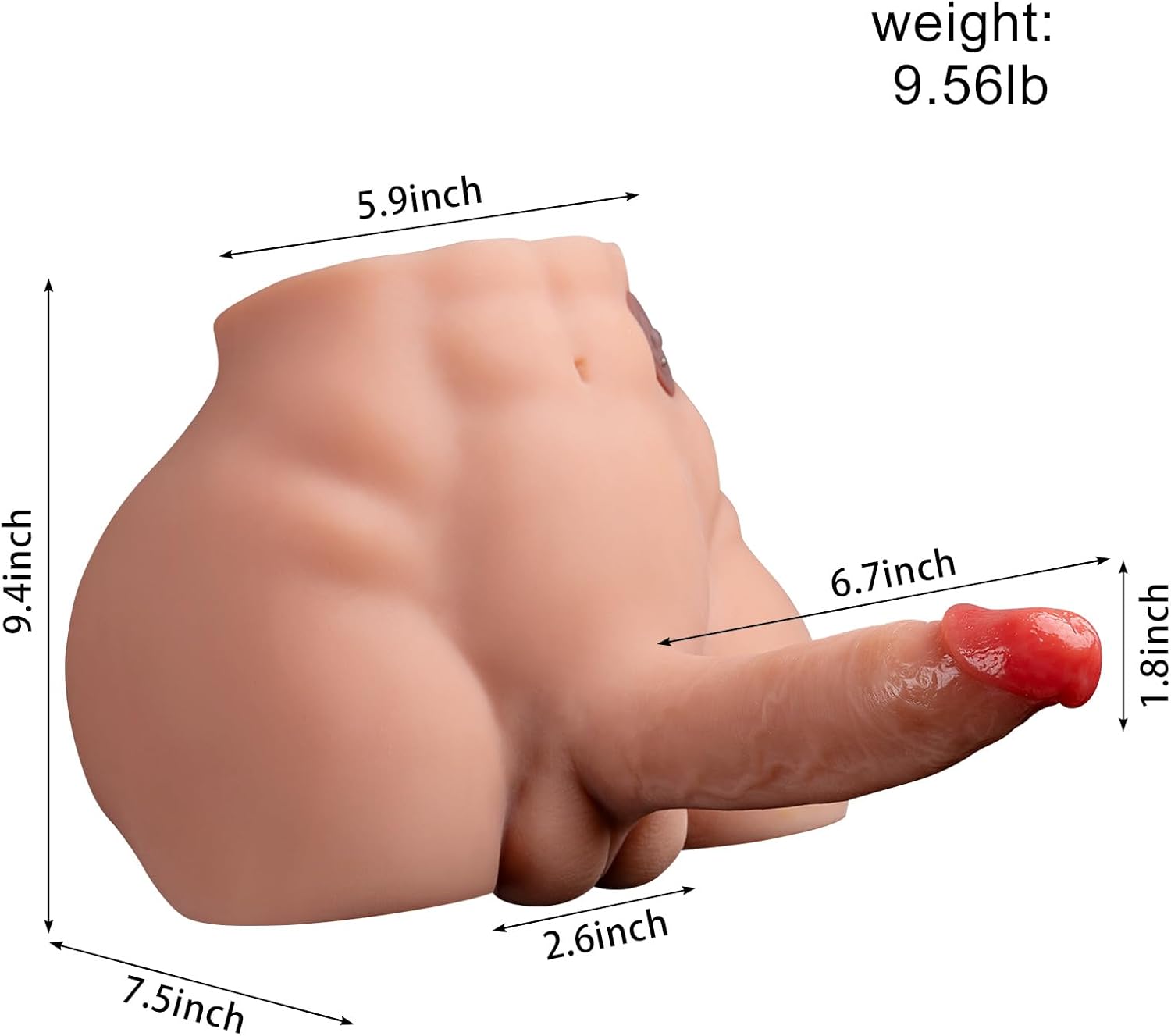 9.57Lb Realistic Male Torso Sex Doll with Thrusting Dildo