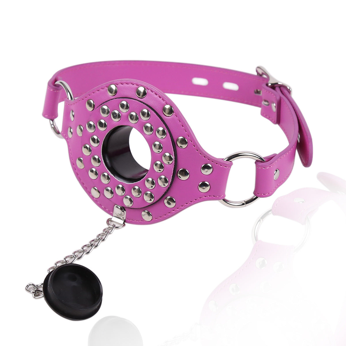 BDSM PU Leather Ball Gag with Cover Mouth Plug