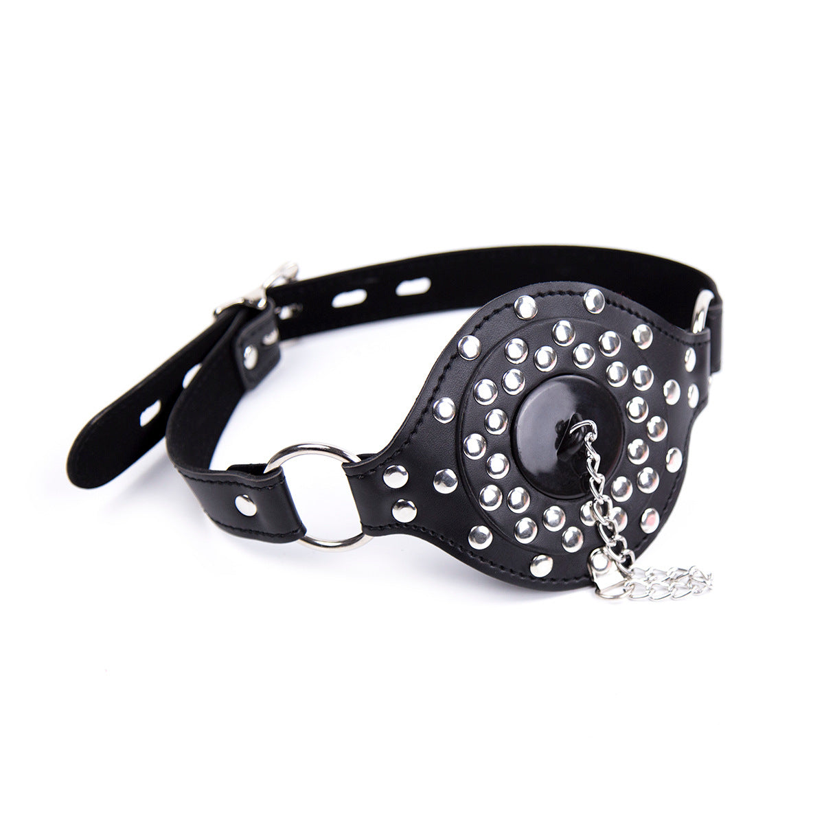 BDSM PU Leather Ball Gag with Cover Mouth Plug