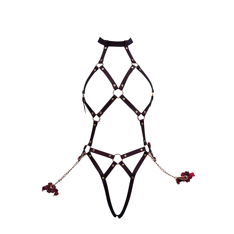 Temperature-Sensitive Color Change BDSM Leather Bondage Suit With Handcuffs
