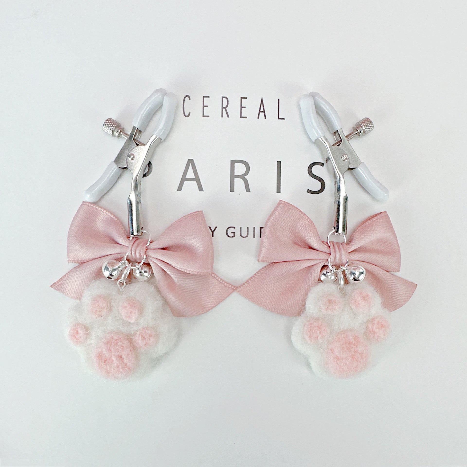 Cute Bow Plush Cat Claw Nipple Clamps With Bells