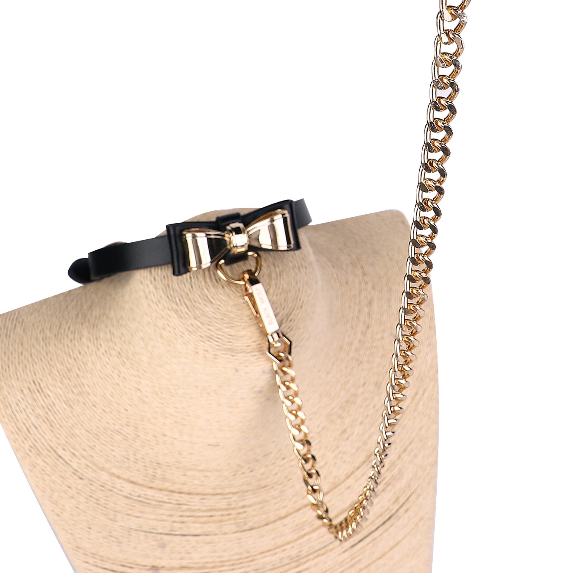 SM Gold Bow Iridescent Collar With Leash Suit