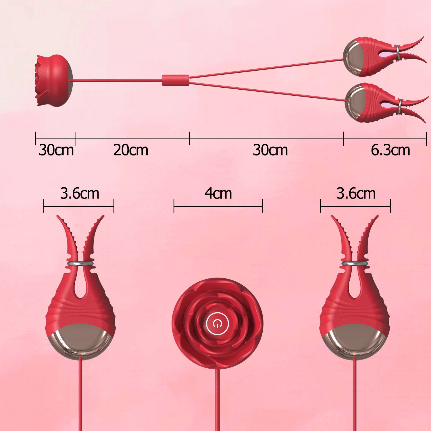 Rose-shaped 10 Vibration Nipple Clamps Set