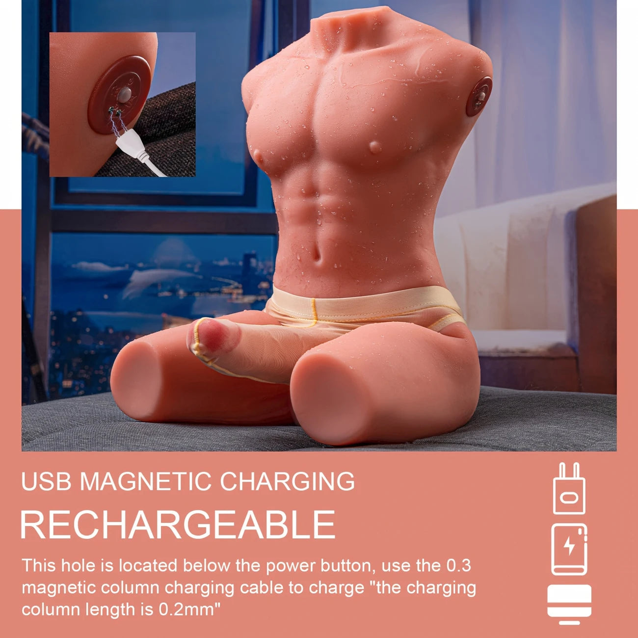 17.64Lb Male Sex Torso with Thrusting Realistic Dildo & Tight Anus