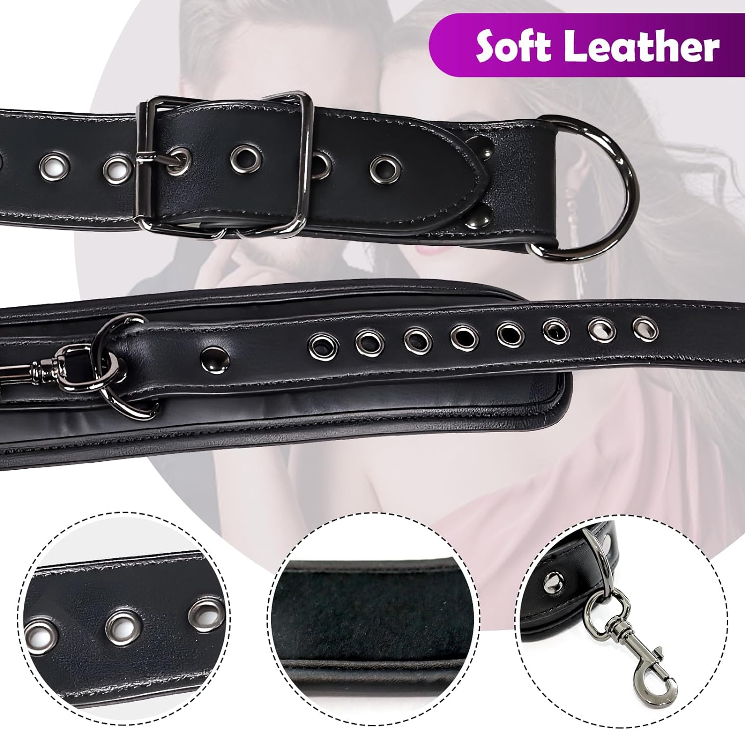 BDSM Bondage Neck to Wrist Restraints Kit with Traction Chain