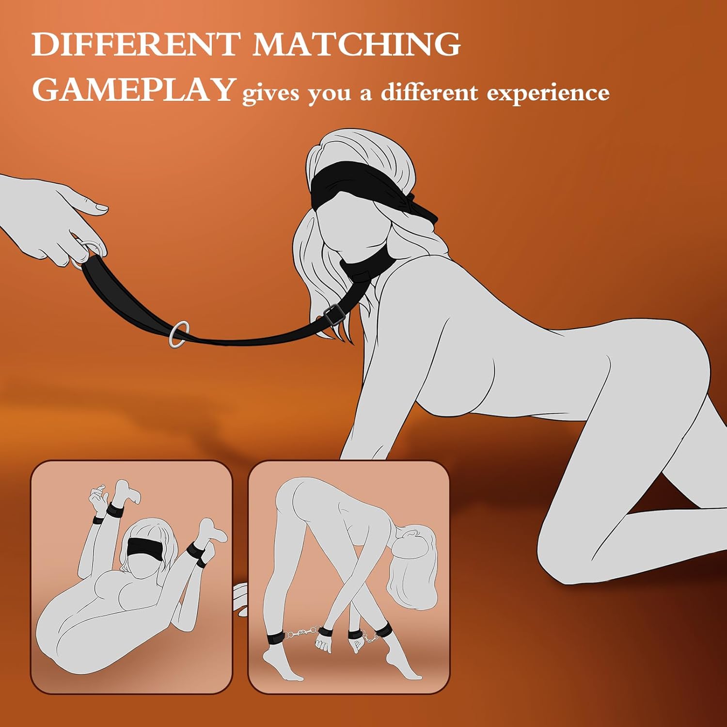 BDSM Kit Neck to Wrist Behind Back Collar Restraints Adjustable Set SM Play