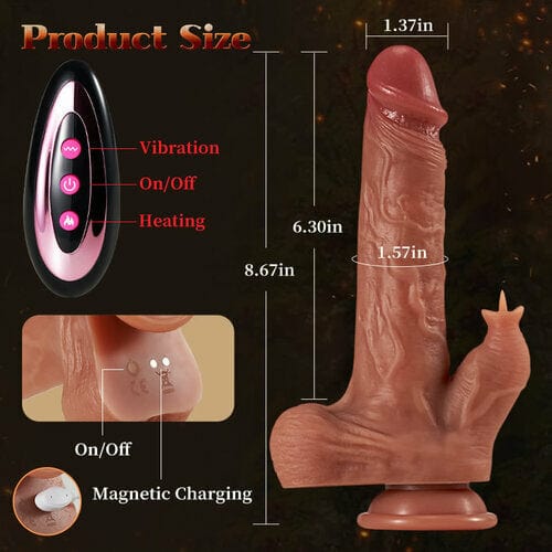 9 Vibrating Tongue Licking Heating 8.67 Inch Realistic Dildo