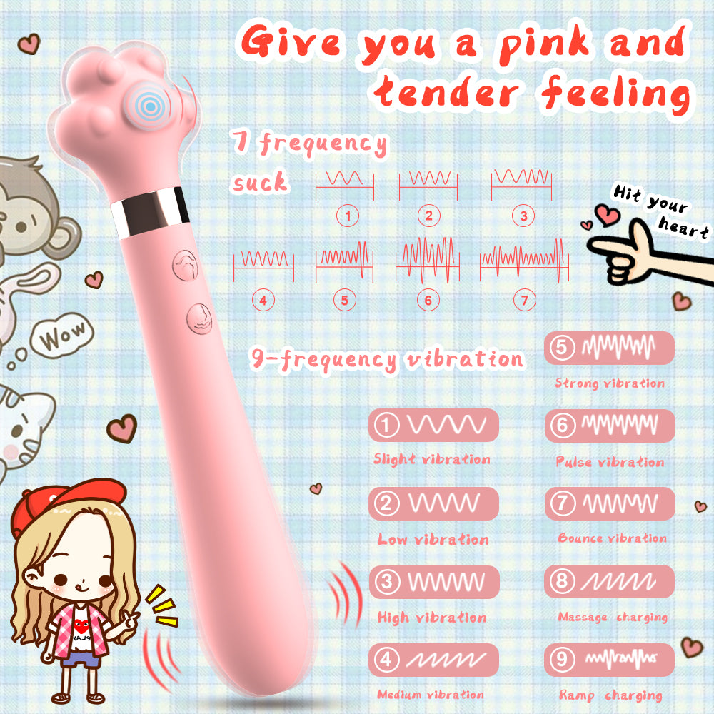 Cute Cat Paw 7 Flapping Clitoral G Spot Vibrator
