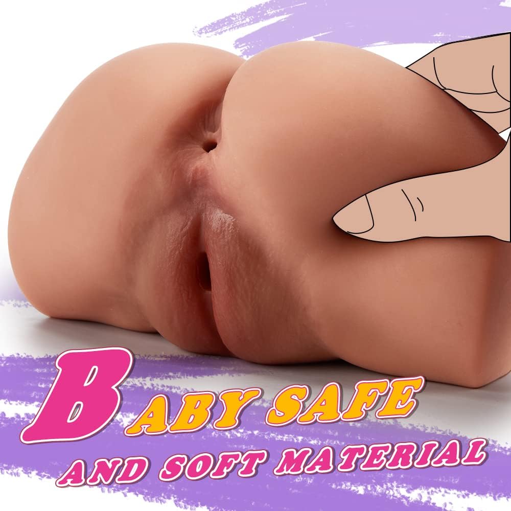 4.1Lb 2-in-1 Realistic Brown Big Ass Male Pocket Pussy with Virgin Tight Labia and Anus