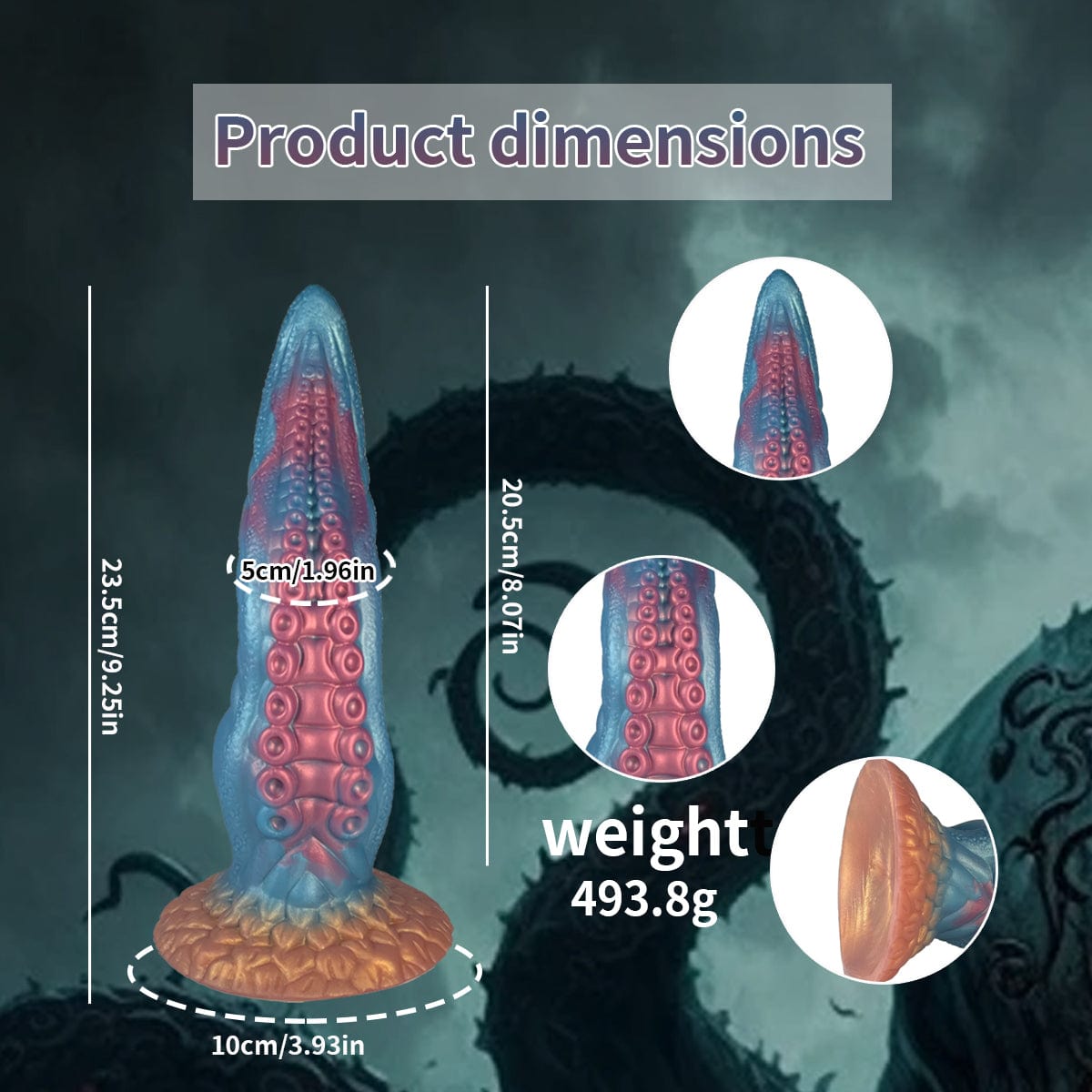 Ocean Blue Octopus Tentacle Silicone Anal Dilator Fantasy Dildo