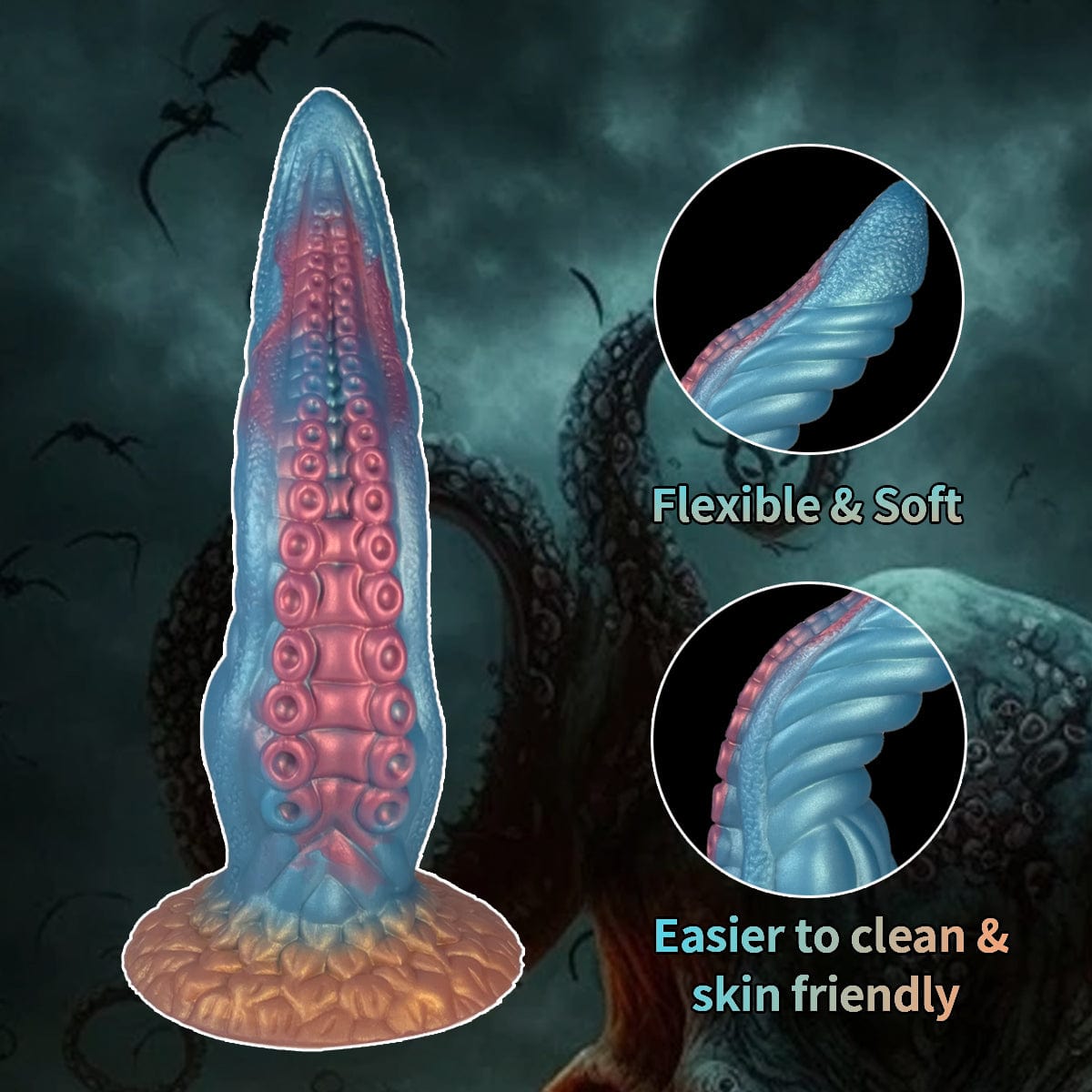 Ocean Blue Octopus Tentacle Silicone Anal Dilator Fantasy Dildo