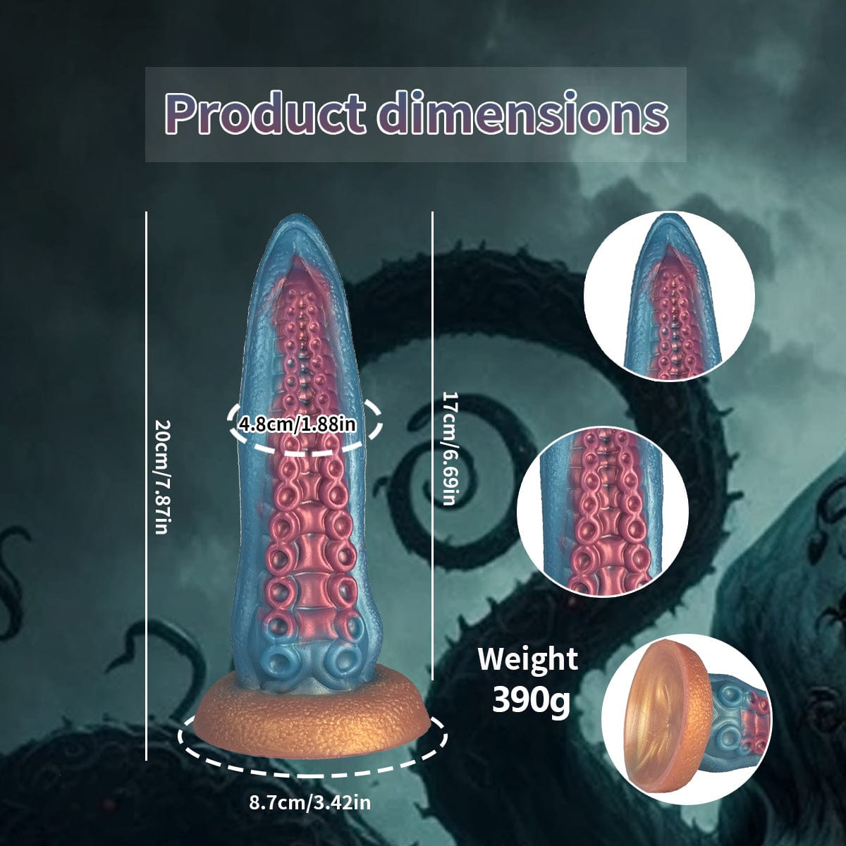 Ocean Blue Octopus Tentacle Silicone Anal Dilator Fantasy Dildo