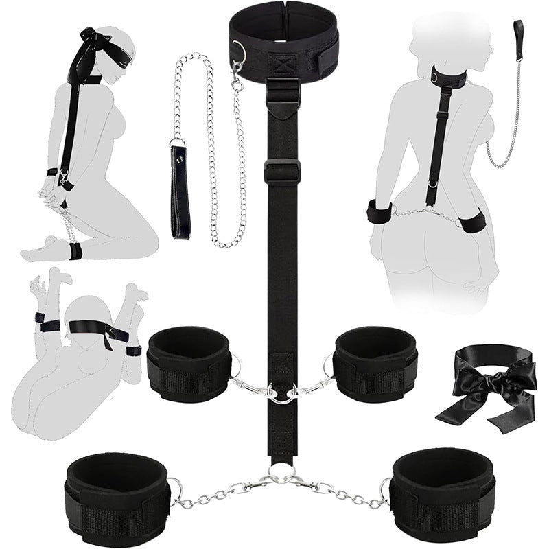 BDSM Kit Neck to Wrist Behind Back Collar Restraints Adjustable Set SM Play