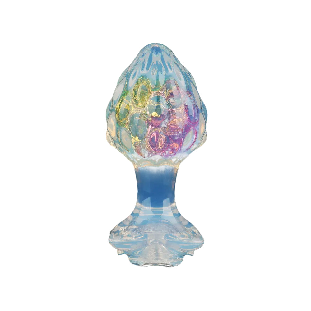 Aurora Custard Apple Textured Crystal Silicone Anal Plug with Rose Petal Base - Lurevibe