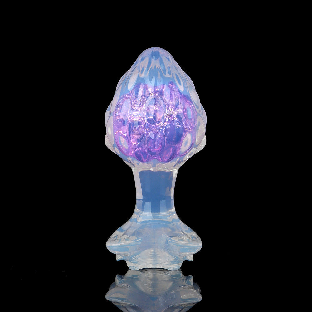 Aurora Custard Apple Textured Crystal Silicone Anal Plug with Rose Petal Base - Lurevibe