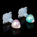 Aurora Peach Heart Acrylic Core Silicone Anal Plug with Petal Base - Lurevibe