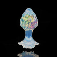 Aurora Custard Apple Textured Crystal Silicone Anal Plug with Rose Petal Base - Lurevibe