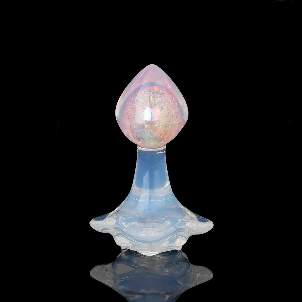 Aurora Peach Heart Acrylic Core Silicone Anal Plug with Petal Base - Lurevibe