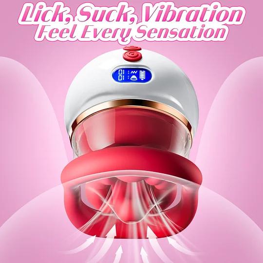LCD Oral Sex Simulator Sucking & Licking Vibrator with Heating 3-in-1