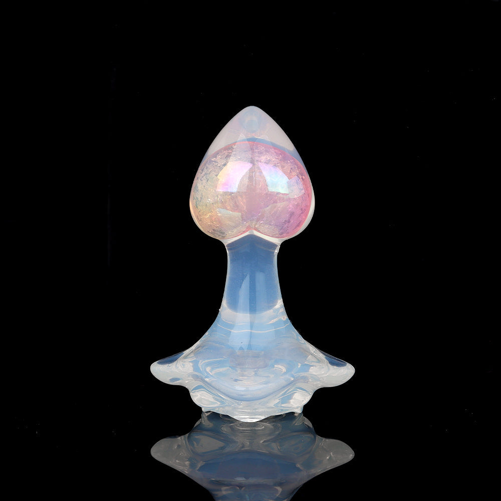 Aurora Peach Heart Acrylic Core Silicone Anal Plug with Petal Base - Lurevibe