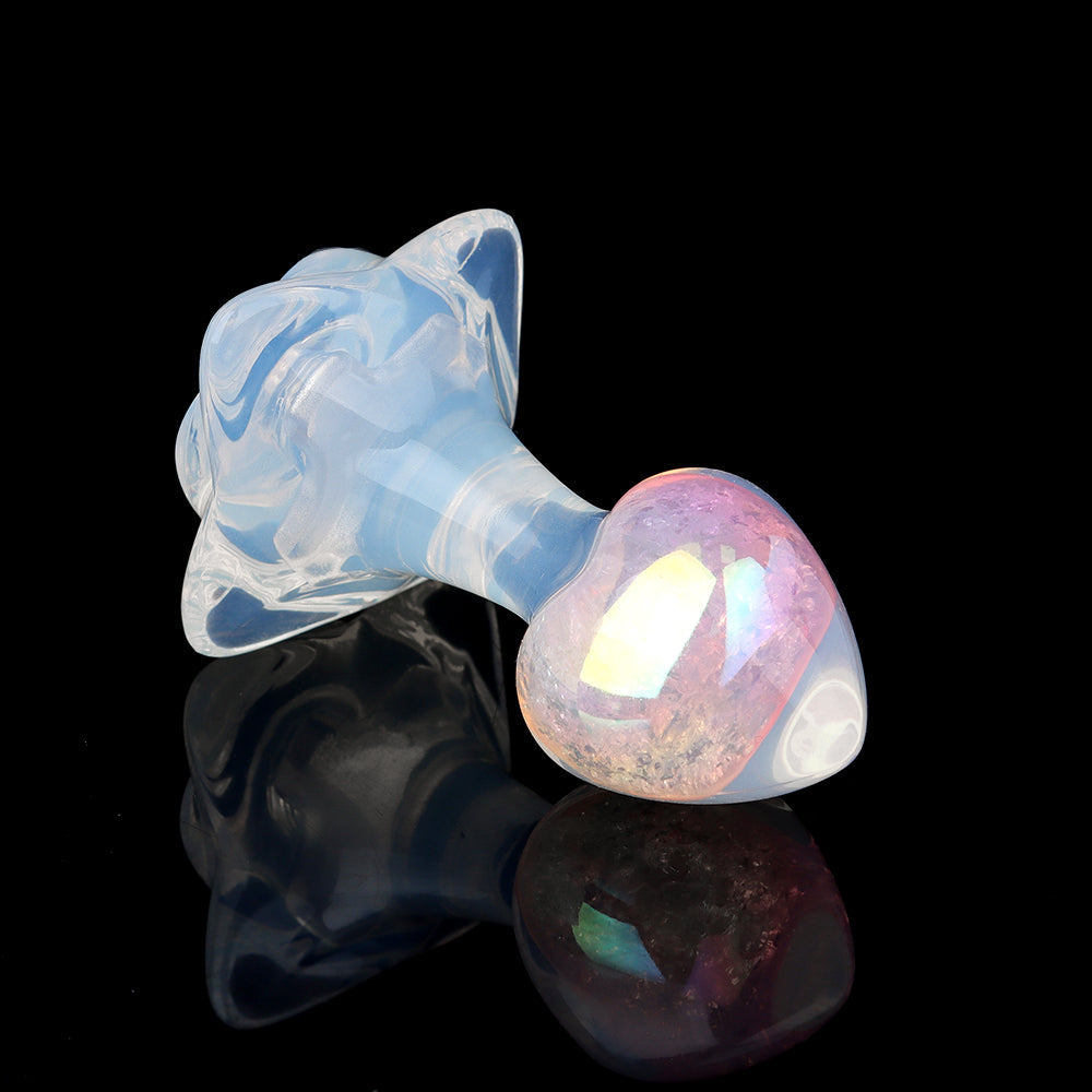 Aurora Peach Heart Acrylic Core Silicone Anal Plug with Petal Base - Lurevibe