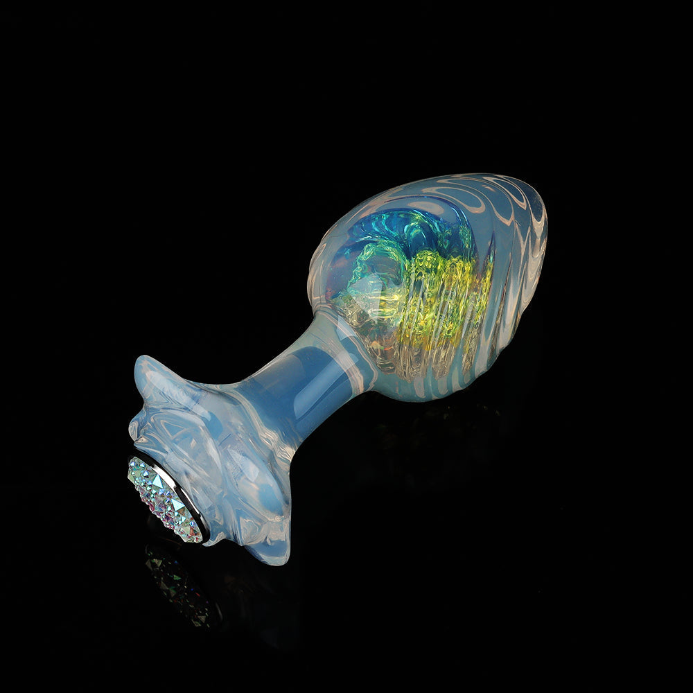 Aurora Ocean Wave Textured Crystal Silicone Anal Plug - Lurevibe