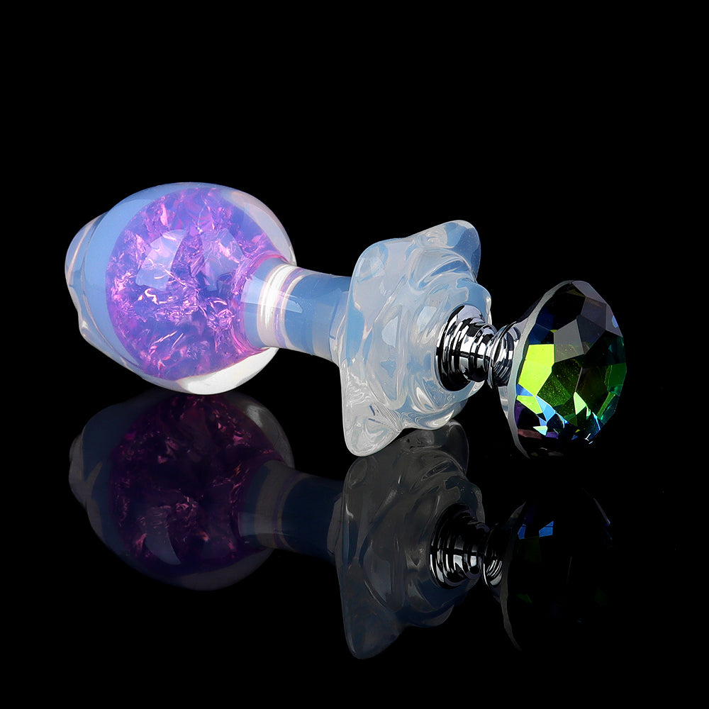Aurora Rose Petal Crystal Silicone Anal Plug with Jeweled Base