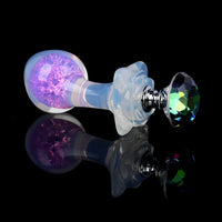 Aurora Ergonomic Curved-Neck Crystal Silicone Anal Plug with Petal Base