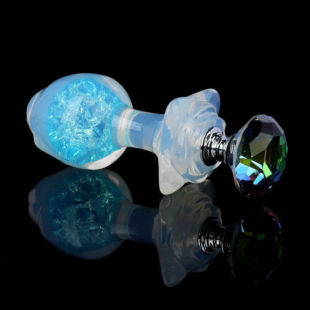 Aurora Rose Petal Crystal Silicone Anal Plug with Jeweled Base
