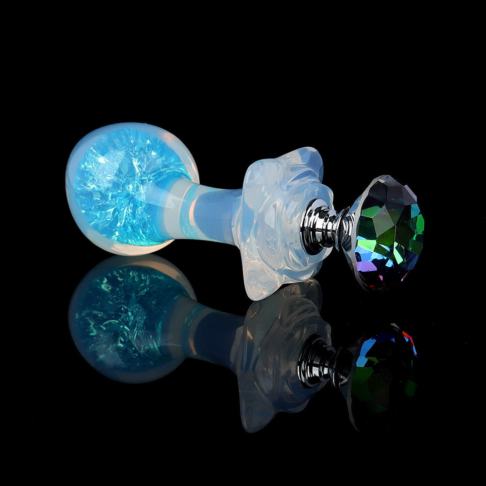 Aurora Ergonomic Curved-Neck Crystal Silicone Anal Plug with Petal Base