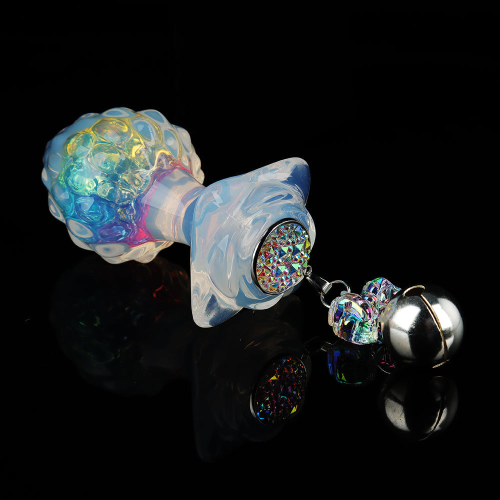 Aurora Custard Apple Textured Crystal Silicone Anal Plug with Rose Petal Base