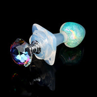 Aurora Peach Heart Acrylic Core Silicone Anal Plug with Petal Base