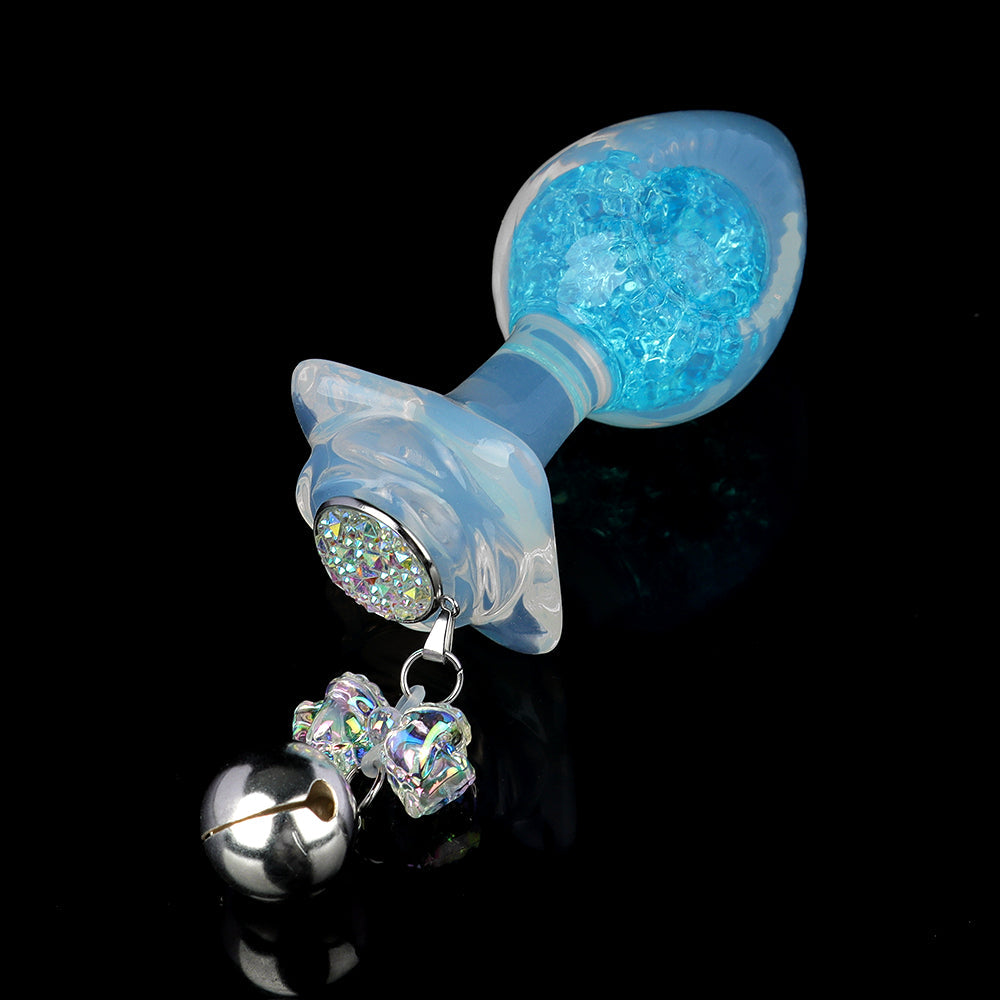 Woven Light Aurora Crystal Silicone Anal Plug with Sculpted Petal Base