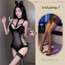 Bunny Girl Role Play Patent Leather Bondage Bodysuit