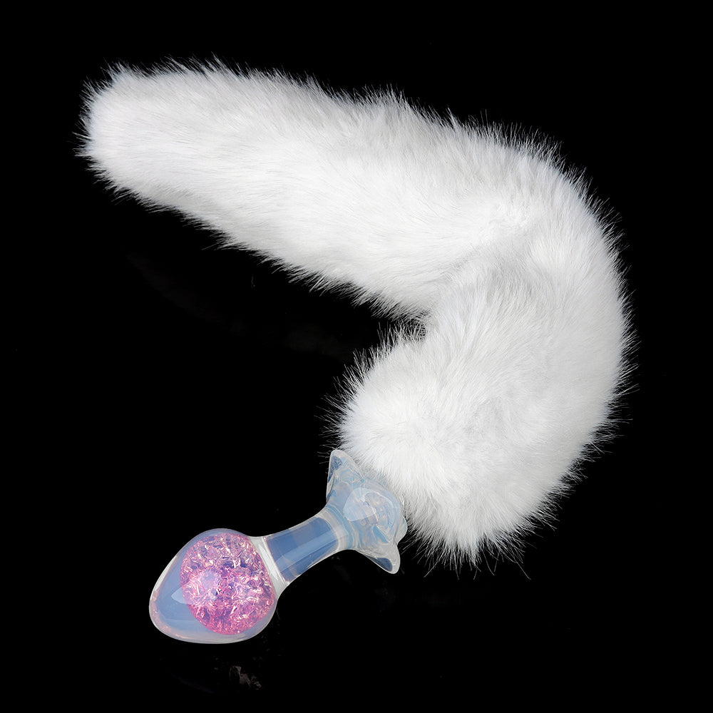 Aurora Ergonomic Curved-Neck Crystal Silicone Anal Plug with Petal Base