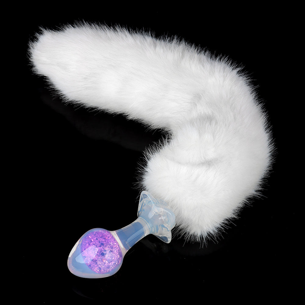 Aurora Ergonomic Curved-Neck Crystal Silicone Anal Plug with Petal Base