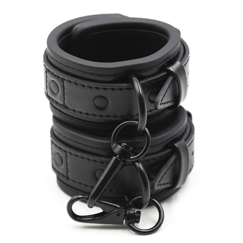 Upgraded BDSM PU Leather Handcuffs Adjustable Cuffs Sex Toy for Couples