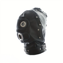 1.96in Black Leather BDSM Hood With Removable Blindfold Mouth Gag Dildo