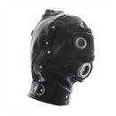 1.96in Black Leather BDSM Hood With Removable Blindfold Mouth Gag Dildo