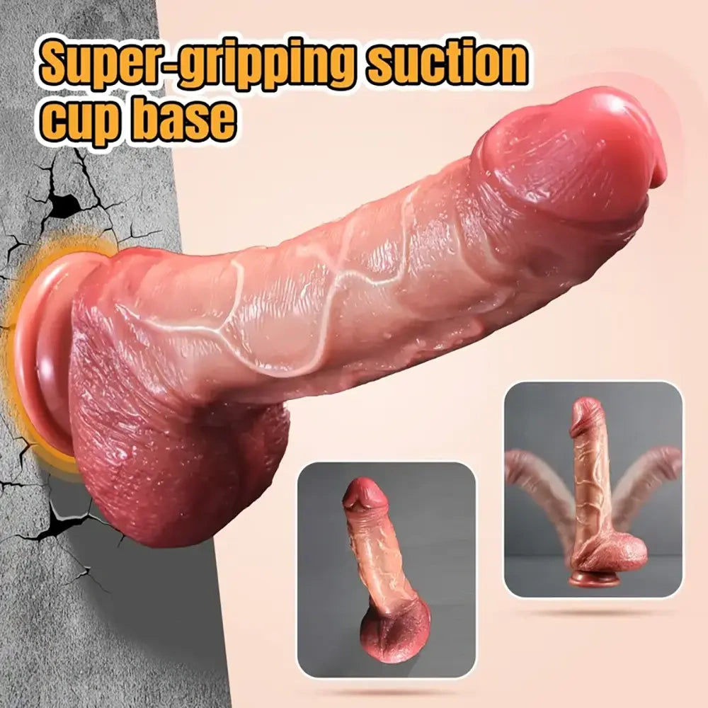 10.02in Realistic Large Hands-Free With Suction Cup Silicone Dildo