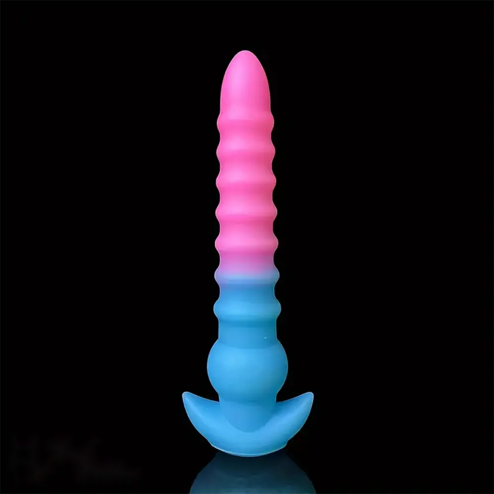 10.03in 12.2in Colorful Luminous Silicone Anal Plug Large Soft Dildo