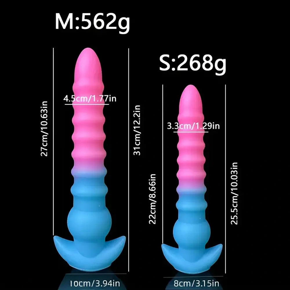 10.03in 12.2in Colorful Luminous Silicone Anal Plug Large Soft Dildo