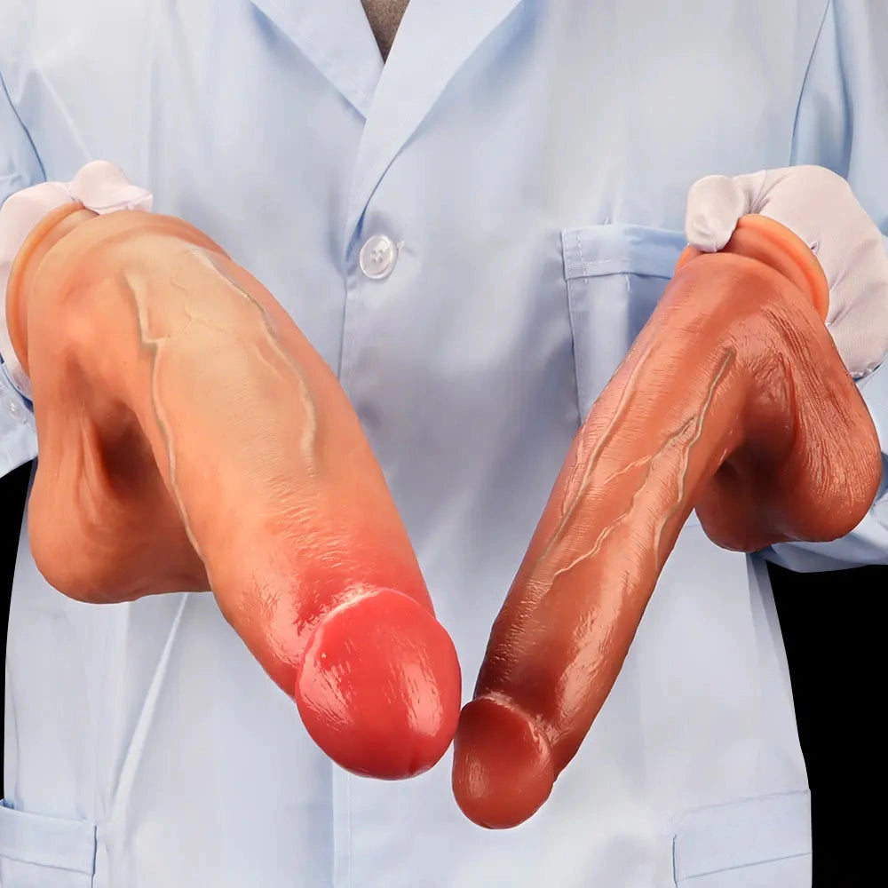 10.03in 9.25in 13in Soft Silicone Big Lifelike Dual Density Dildo